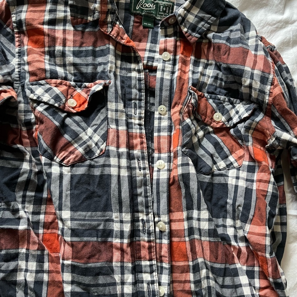 Roots Classic Plaid Button Down Fitted Shirt XS - Picture 5 of 5